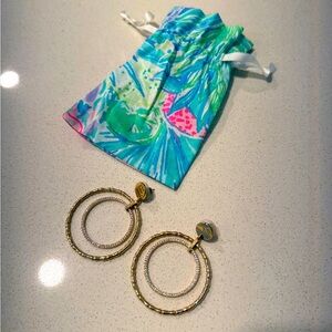 Lilly Pulitzer Gold and Silver Rhinestone Earrings